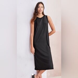 NWT Eileen Fisher Stretch Jersey Knit Sleeveless Black Midi Dress Orig. $198